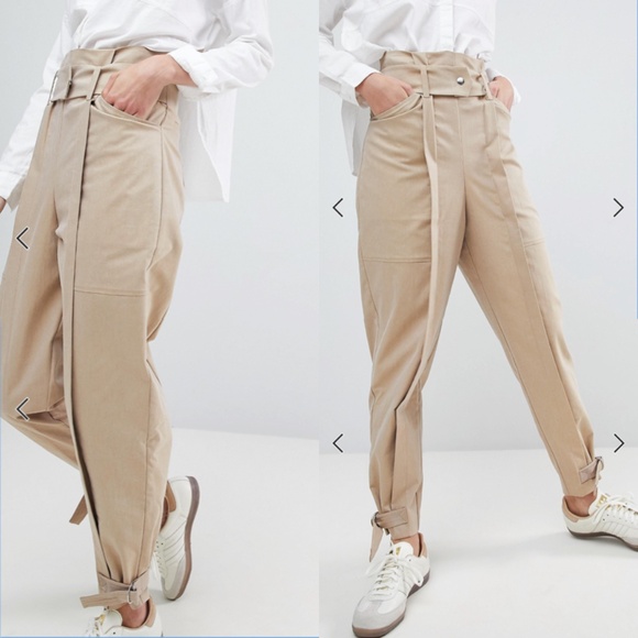 ASOS Khaki Trousers, Tapered Leg with Pockets - Picture 1 of 9